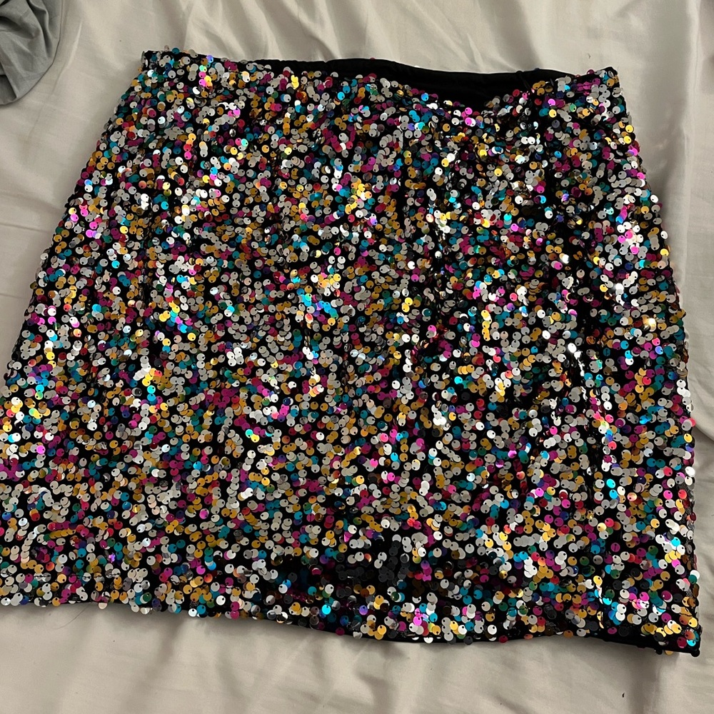 Rainbow Sequin Mini Skirt